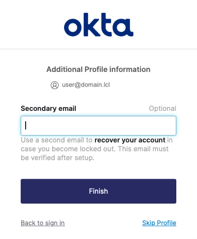 Prompt for secondary email during user login