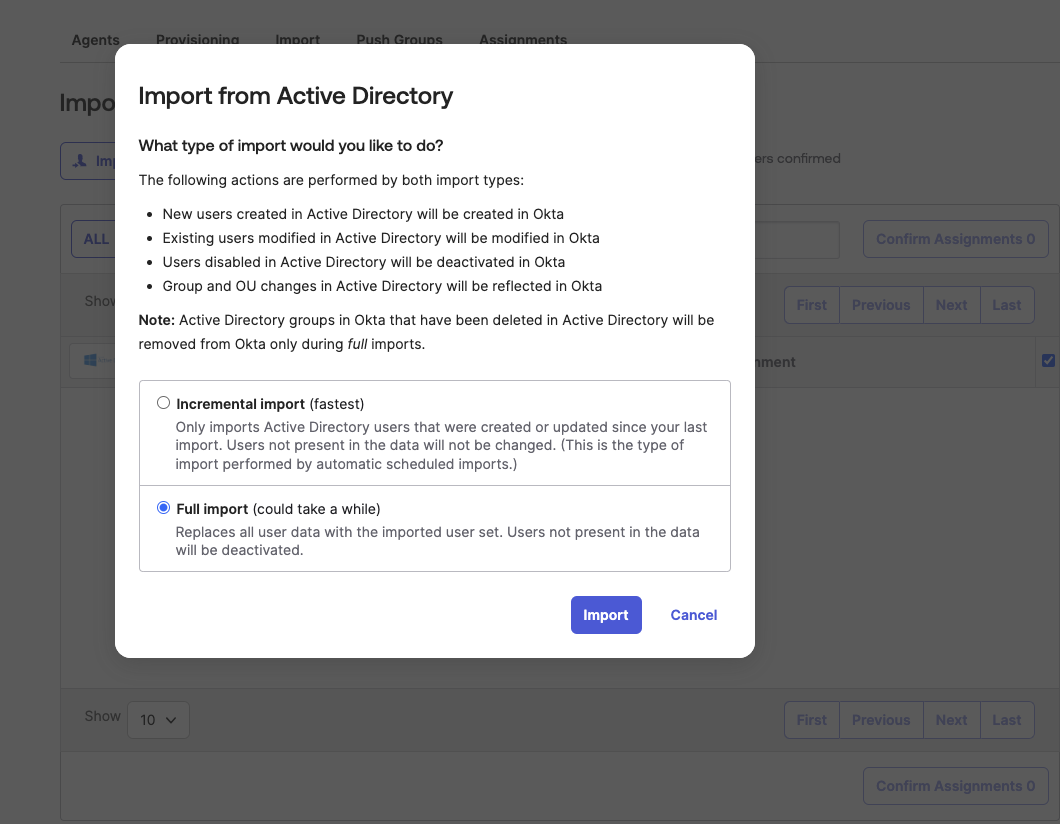 Import from Active Directory