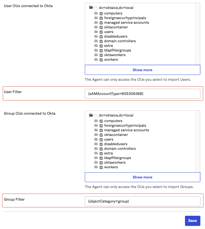 User filter