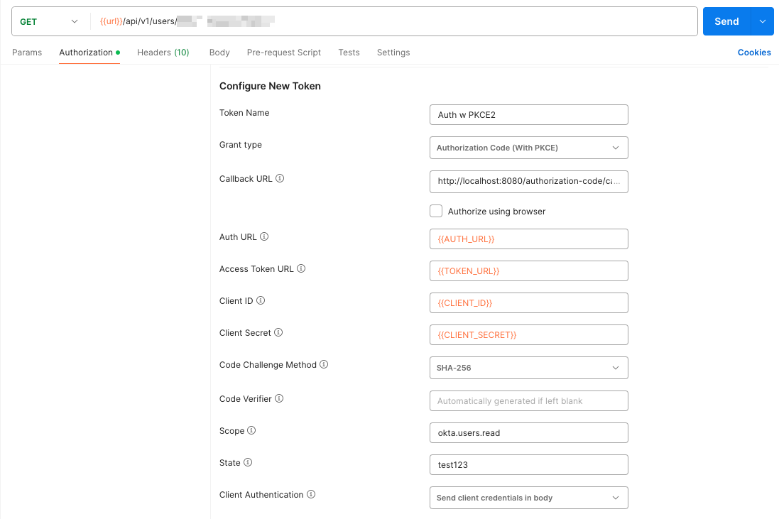 Token Request Configuration