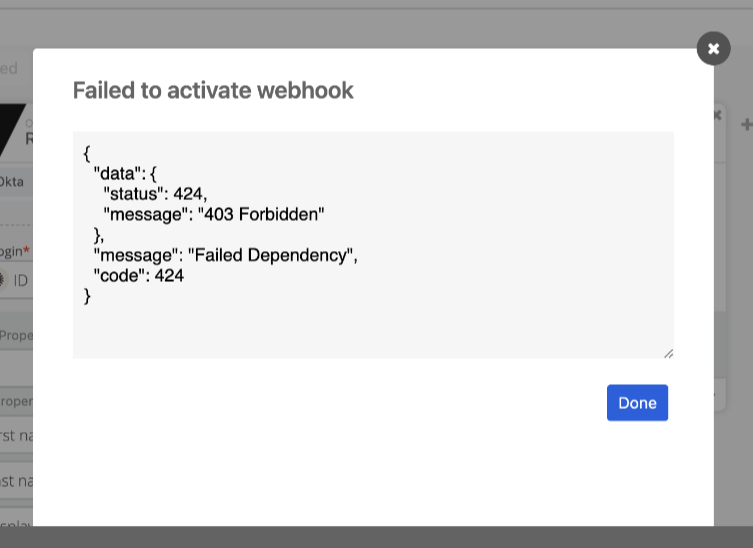 Failed to activate webhook