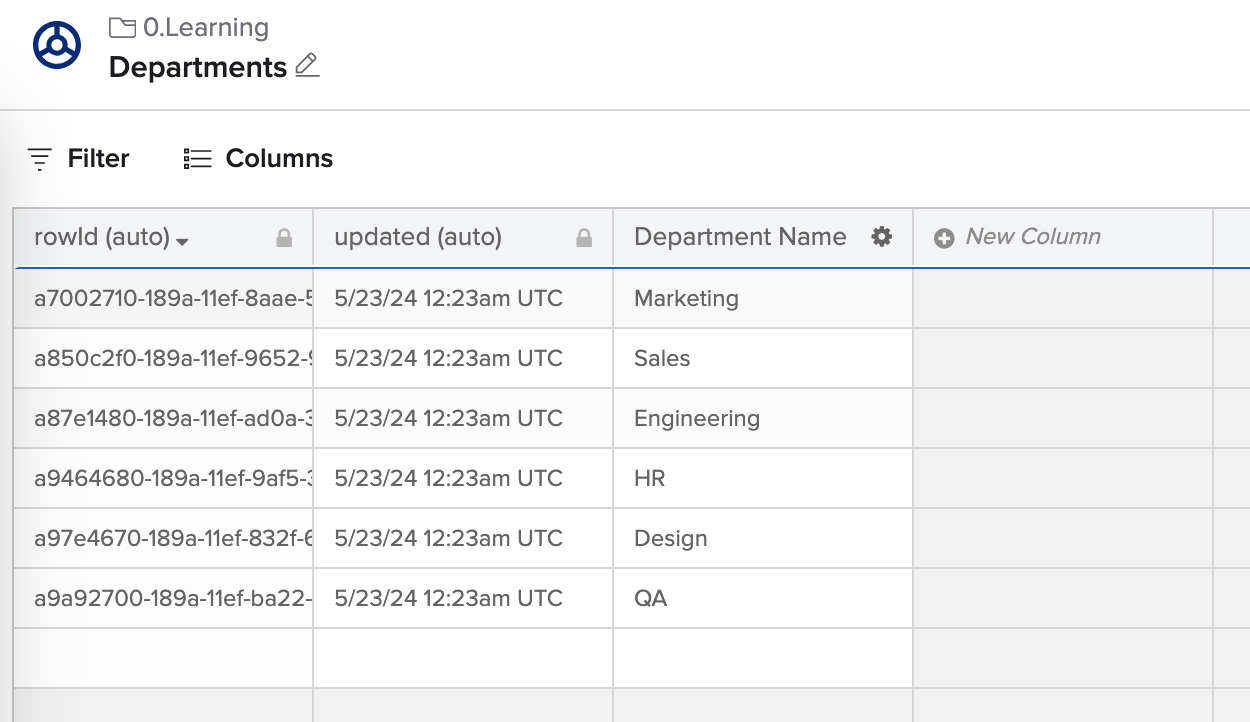 Example of resulting table without duplicates