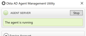 Okta AD Agent Management Utility - The agent is running