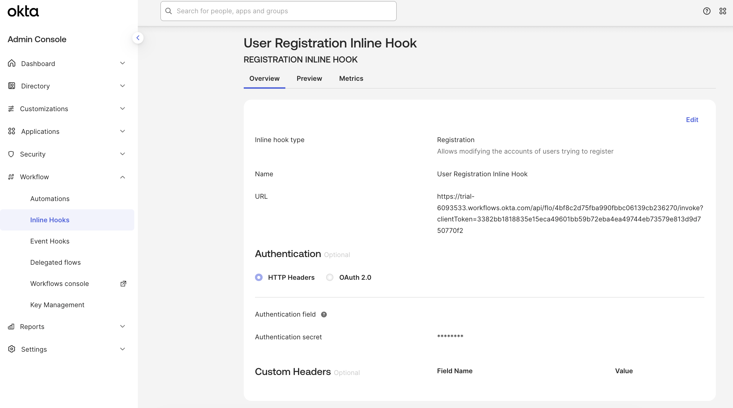 Example of registering an inline hook