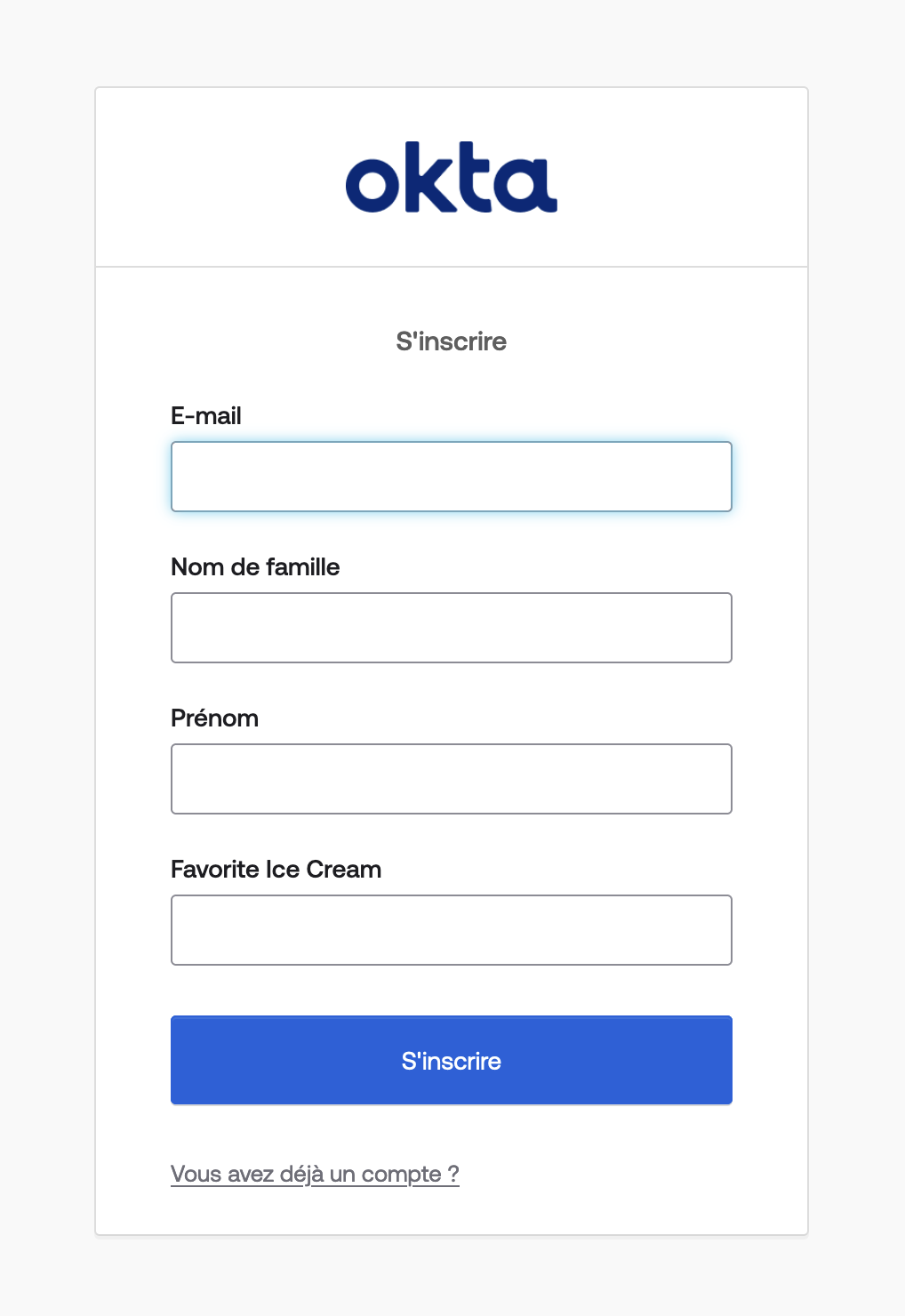 Pre-customization Widget in French
