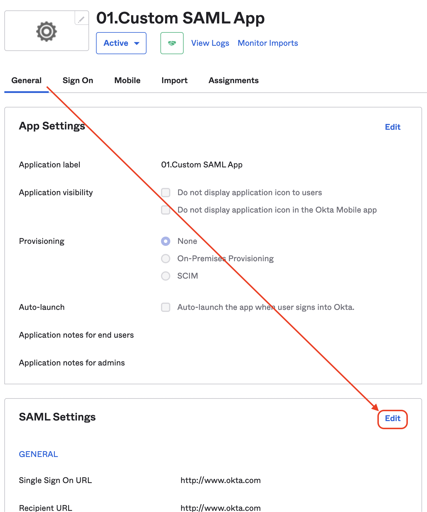 Custom SAML App