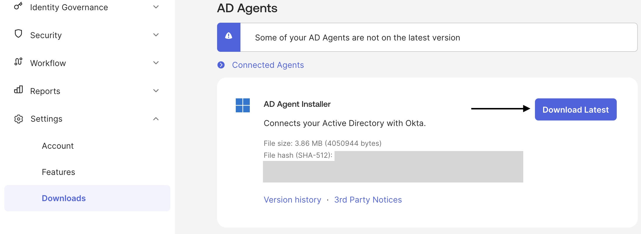 AD Agent Installer - Download button