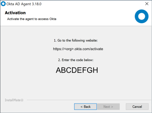 Okta AD Agent installer - activation