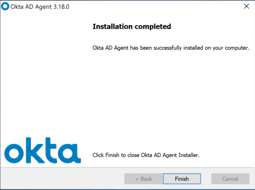 Okta AD Agent installer - completed