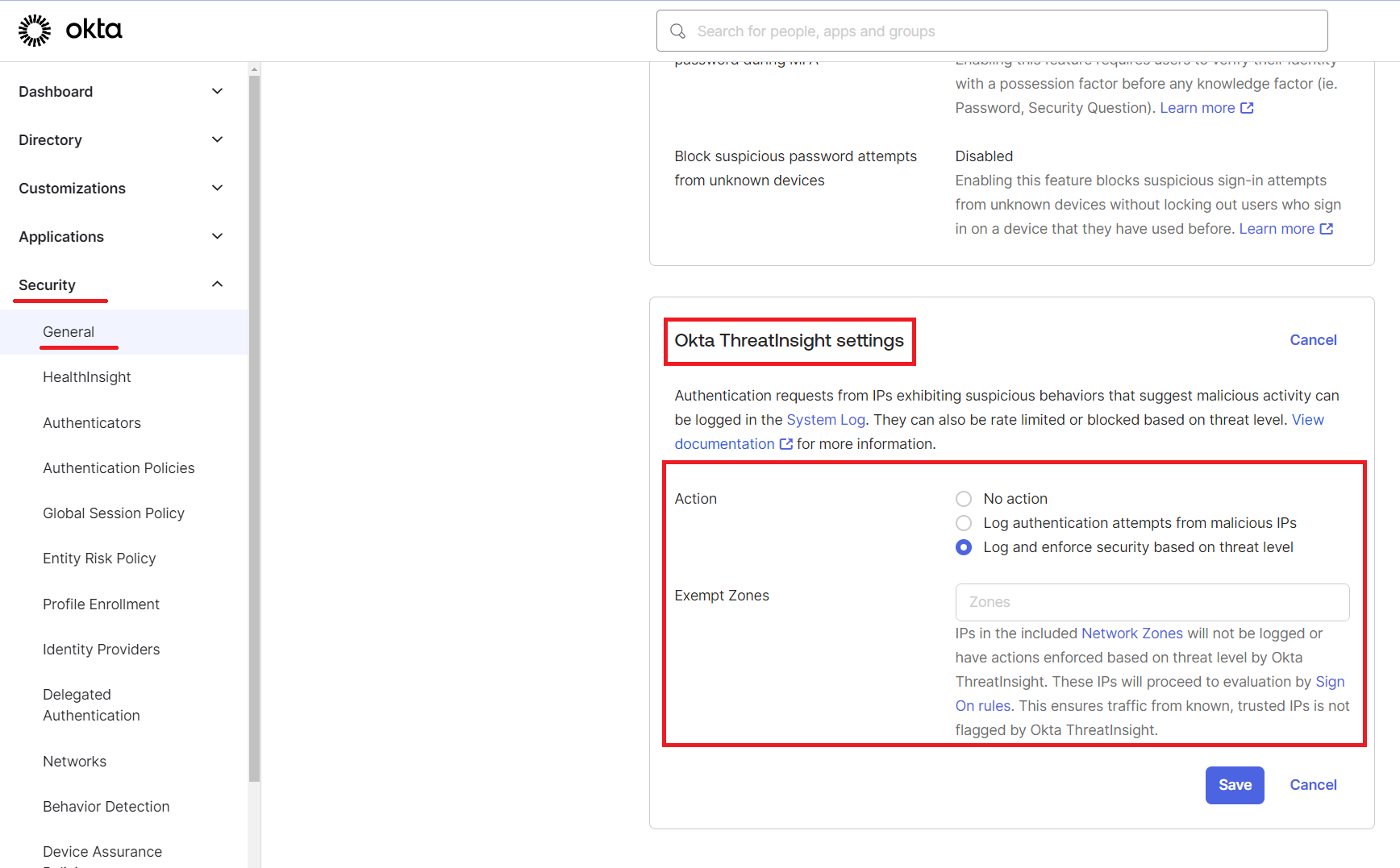 Okta ThreatInsight