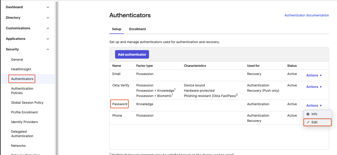 Okta Identity Engine (OIE) Authenticators Configuration
