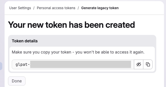 your new token has been created