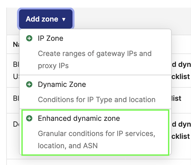Add zone