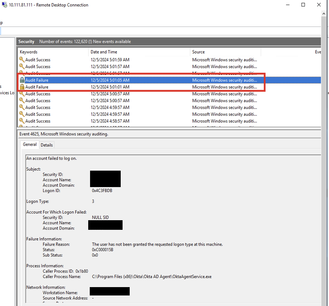 Windows Security Event Log Errors - 1385