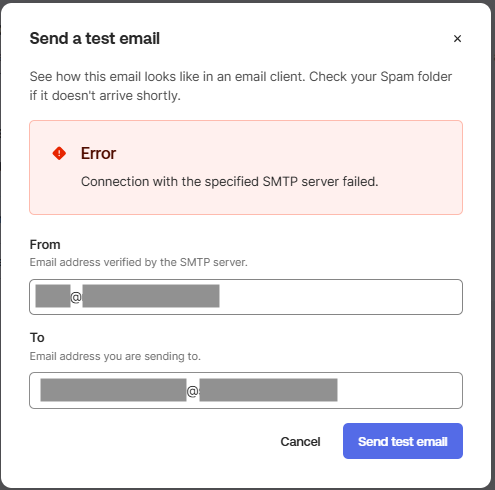 Error message displayed in User Interface
