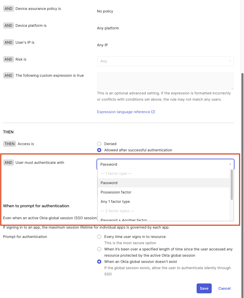 Authentication options