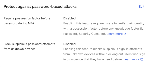 Protect against password-based attacks