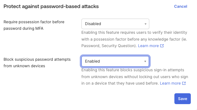 Protect against password-based attacks2