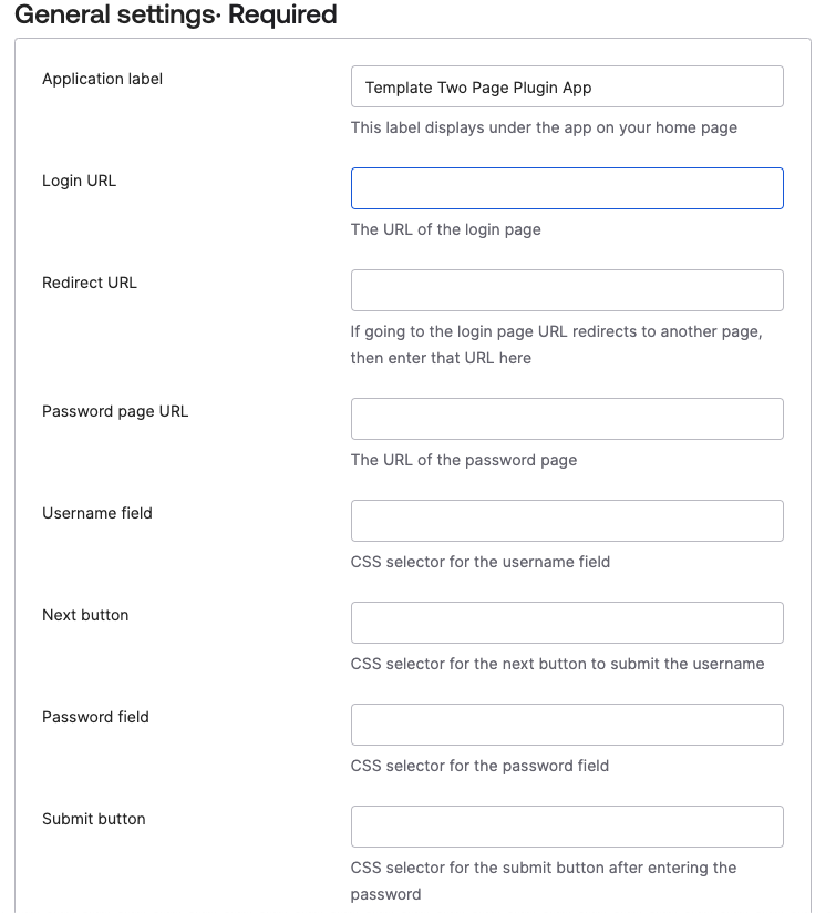 General settings