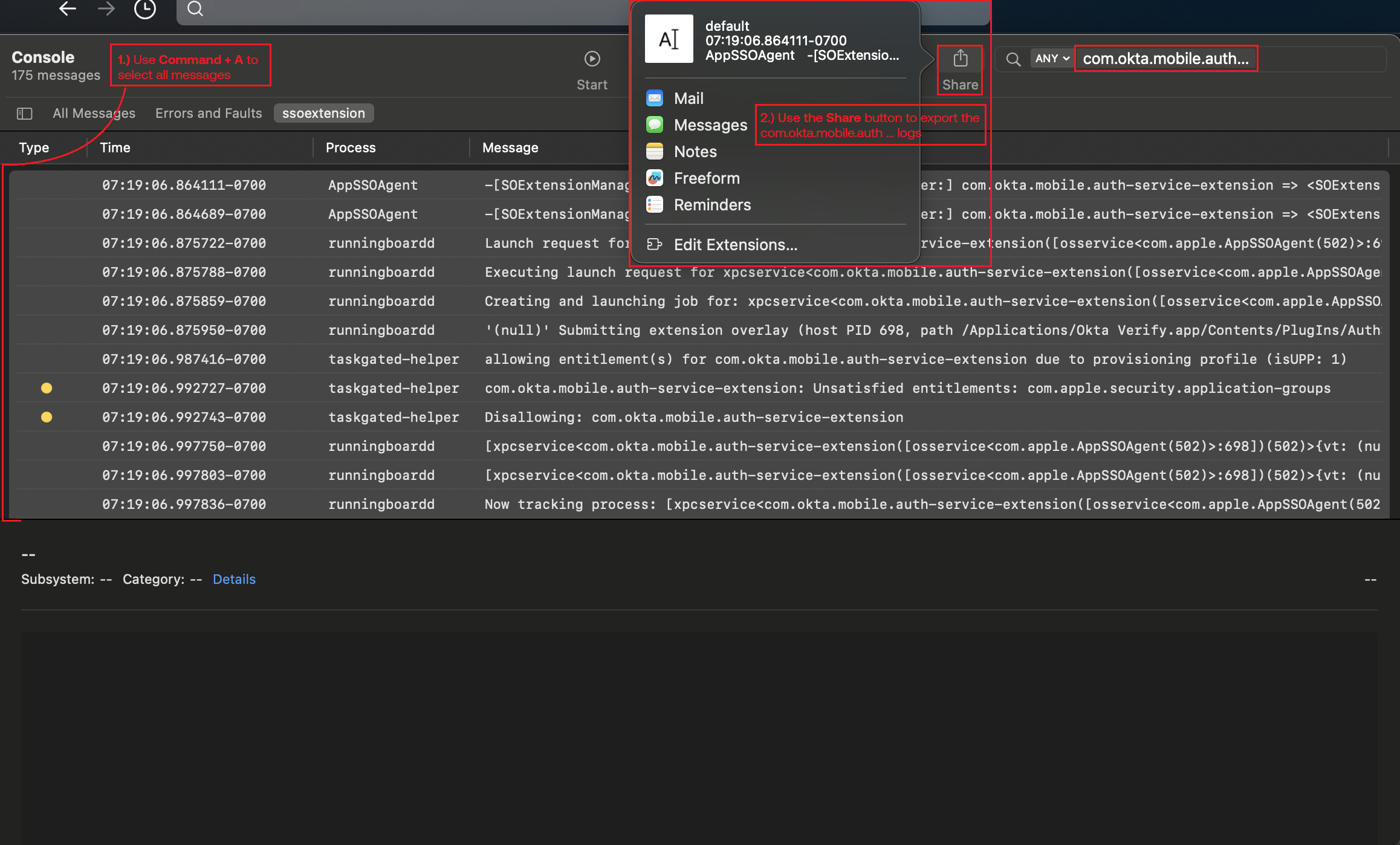 Export Console Logs