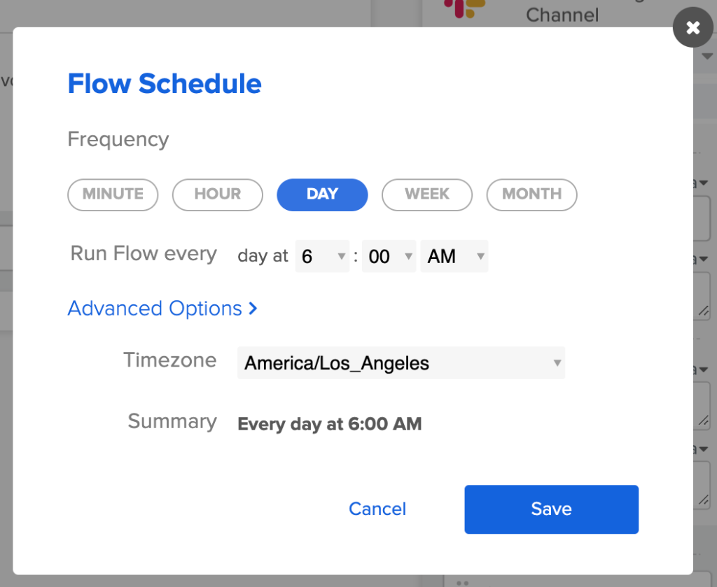 Flow schedule options