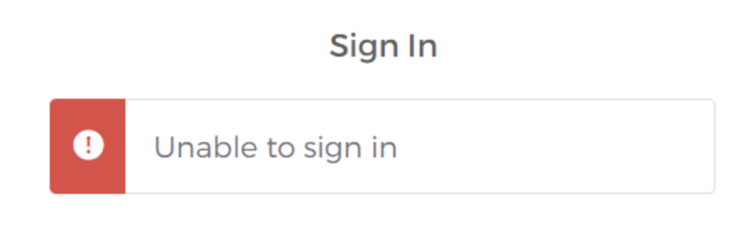 The Okta generic 'Unable to sign in' error message displayed on the Sign-In Widget.