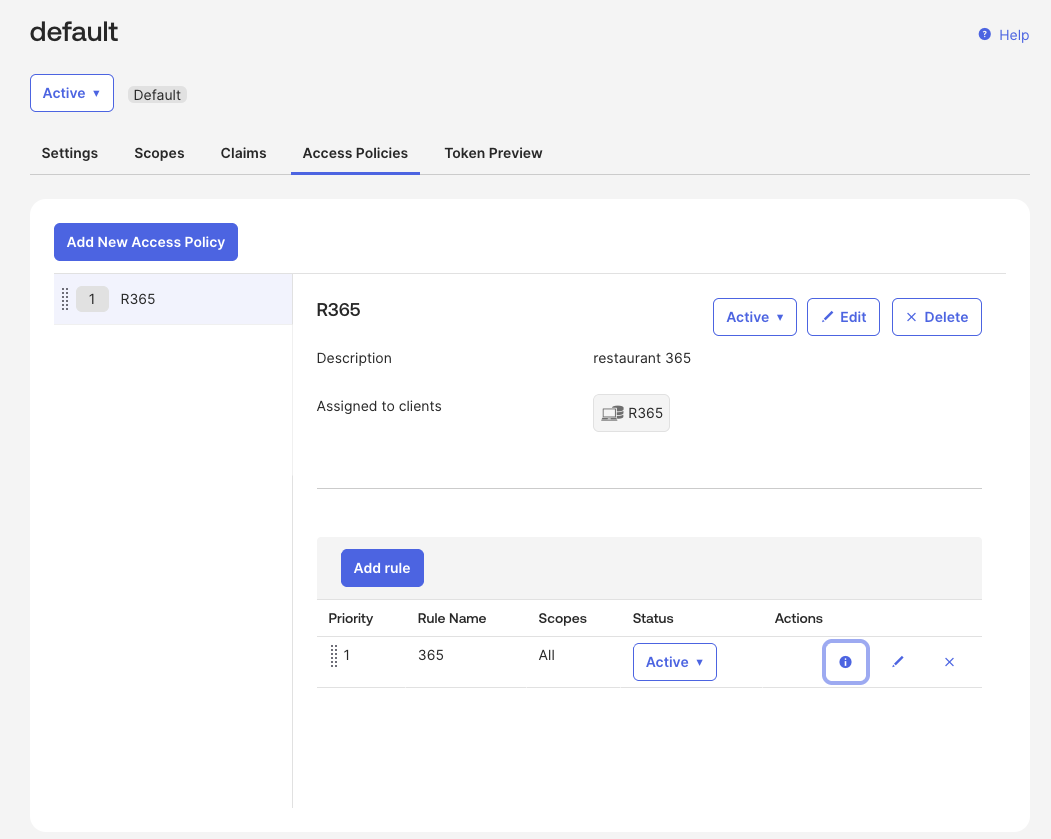 R365 Access Policy and Rule