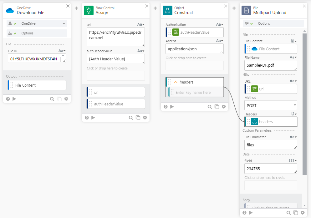 Flow that uses the Multipart Upload