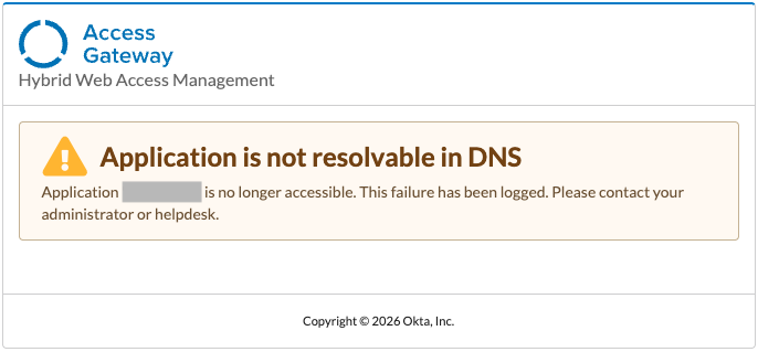 Application is not resolvable in DNS