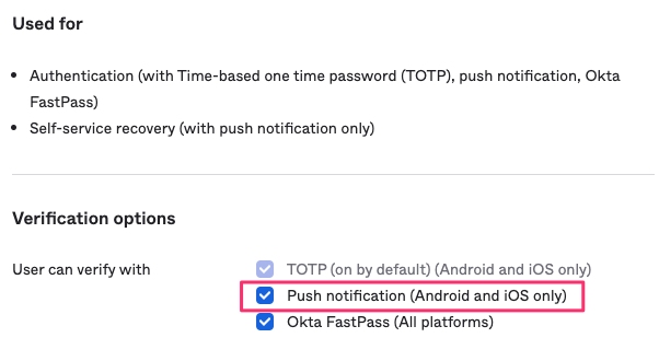 Verification options