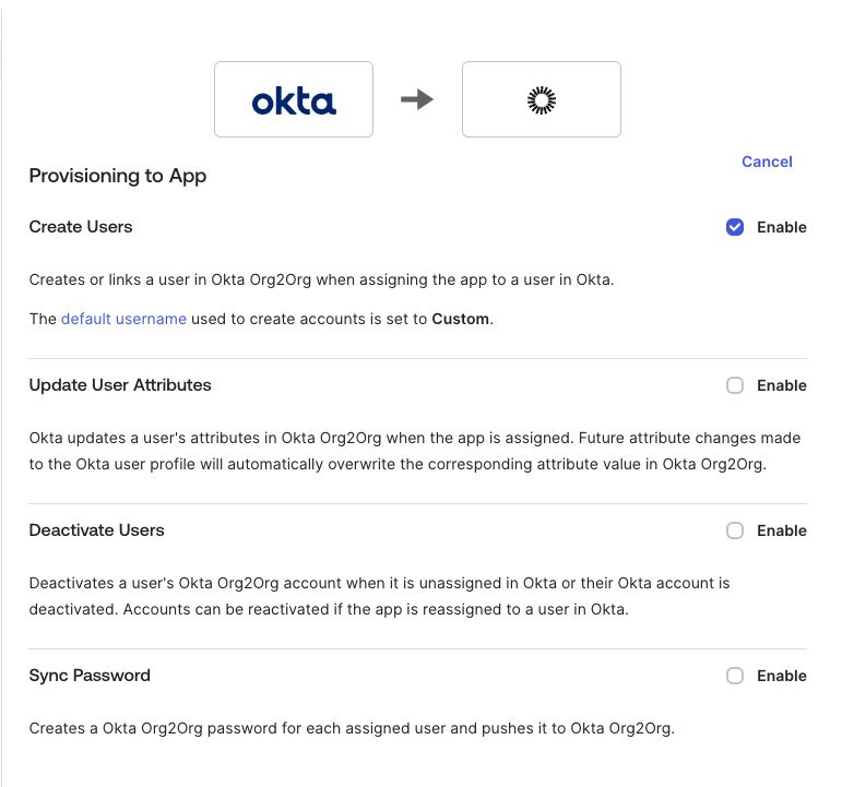 Provisioning to app