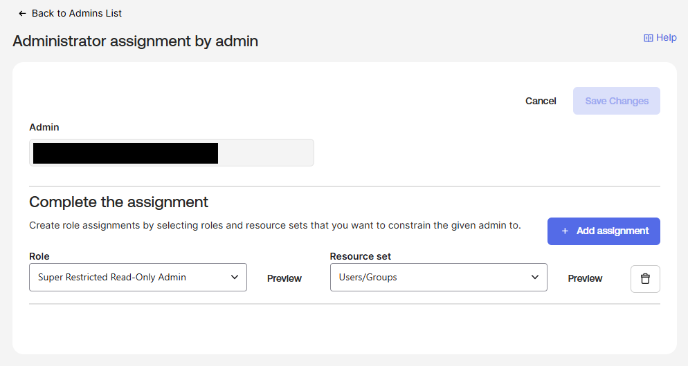 Administrator assignment by admin