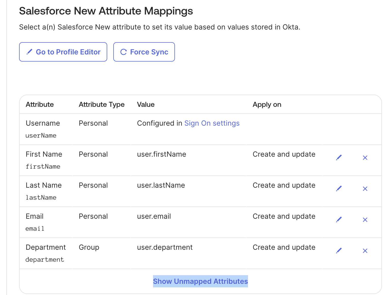 Saleforce attribute mapping