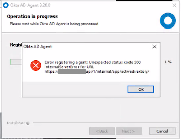 Okta AD agent error message
