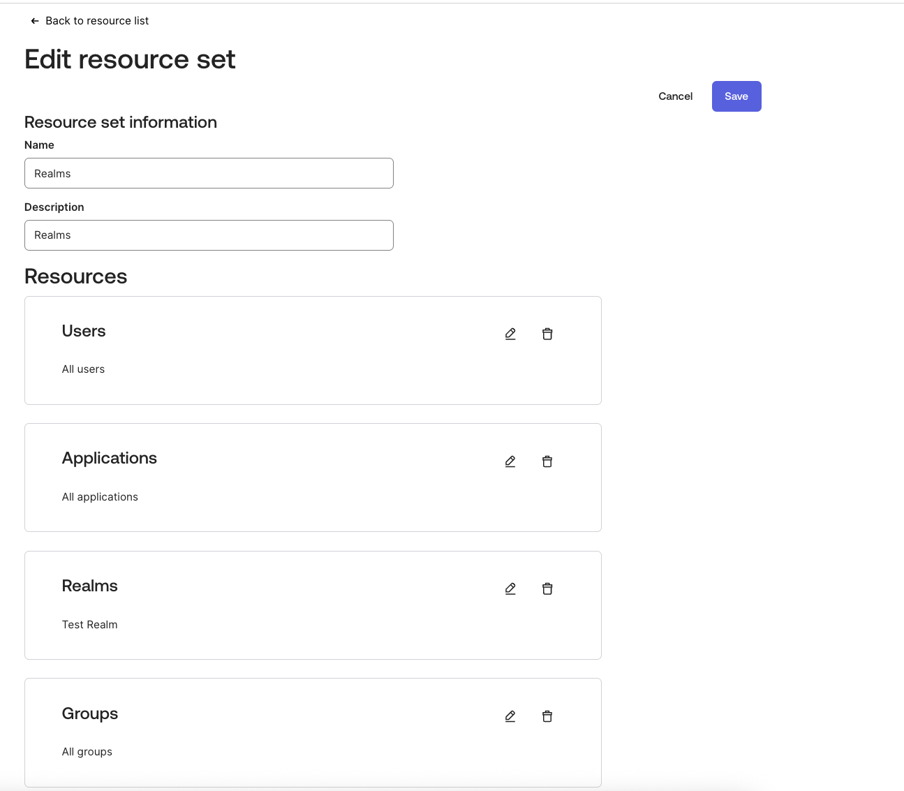 Edit resource set