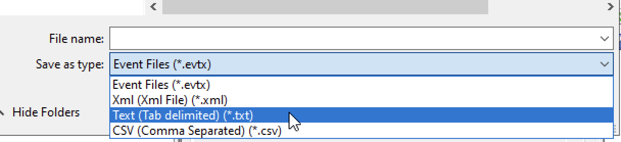 Choose file extension and save location