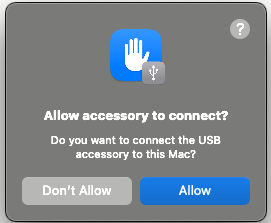 This error occurs because macOS USB restriction mode prevents key detection.