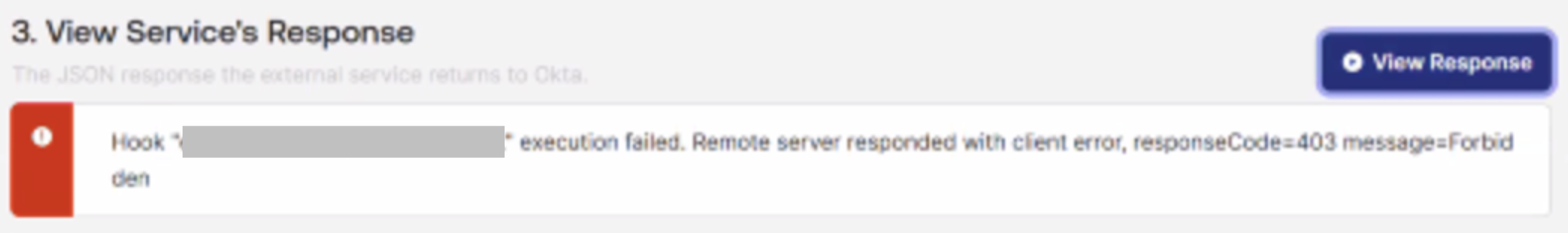 Hook execution failed. Remote server responded with client error, responseCode= 403 message=Forbid