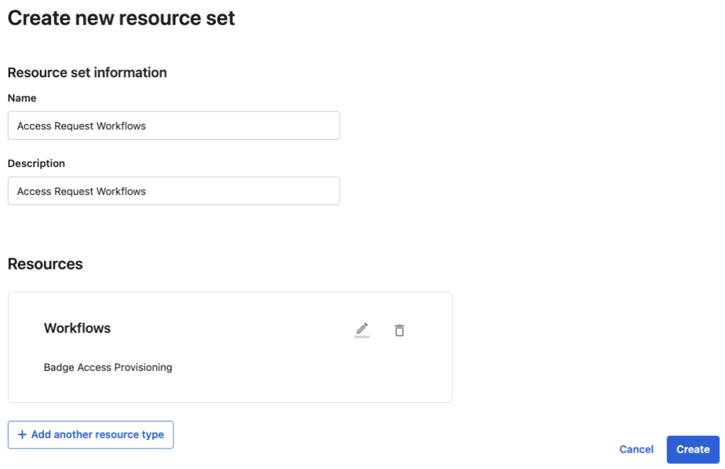 Create new resource set